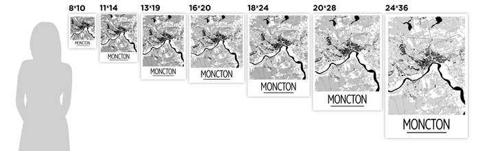Moncton New Brunswick Map Poster - New Brunswick Map Print - Art Deco Series