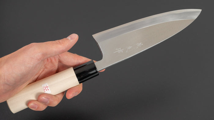 Morihei Yoshitomo Left-Handed Deba 165mm Poplar Handle | HITOHIRA