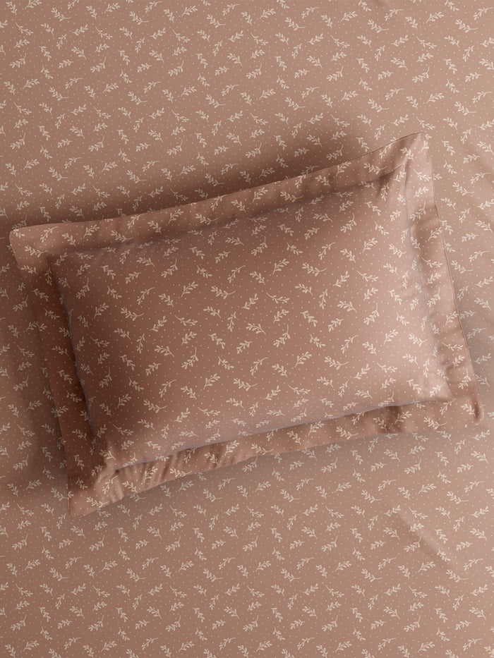 Nature Bouquet 100% Cotton 300 TC King Bedsheet with 2 Pillow Covers | Brown Floral Fragrance Bedsheet Set