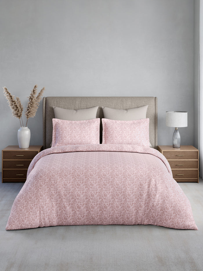 Nature Bouquet 100% Cotton 300 TC King Bedsheet with 2 Pillow Covers | Pink Floral Fragrance Bedsheet Set