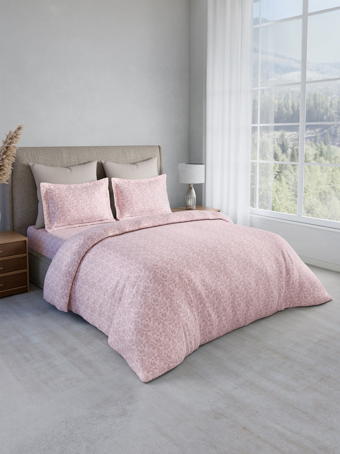 Nature Bouquet 100% Cotton 300 TC King Bedsheet with 2 Pillow Covers | Pink Floral Fragrance Bedsheet Set