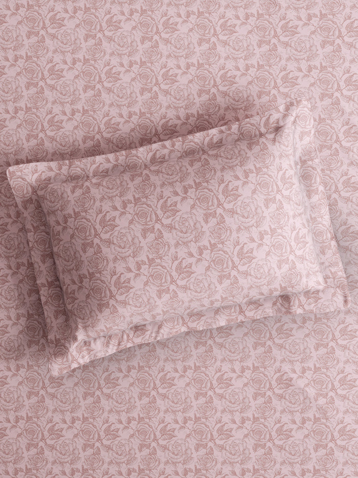 Nature Bouquet 100% Cotton 300 TC King Bedsheet with 2 Pillow Covers | Pink Floral Fragrance Bedsheet Set