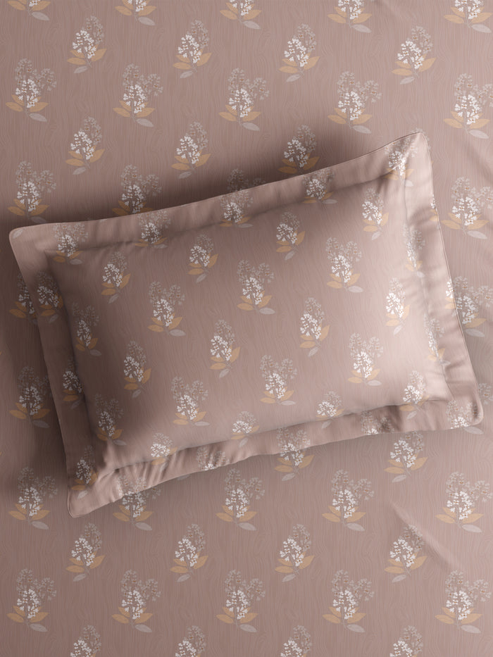 Nature Bouquet 100% Cotton 300 TC King Bedsheet with 2 Pillow Covers | Purple Floral Fragrance Bedsheet Set