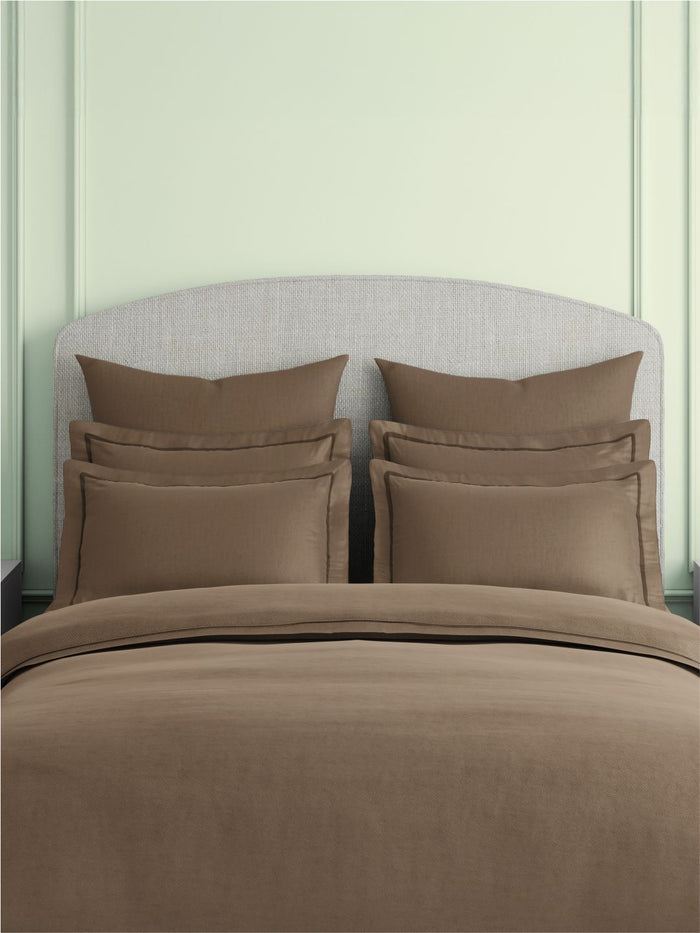 Natures Bamboo Cotton 180 TC King Bedsheet with 2 Pillow Covers | Brown Solid Bedsheet Set
