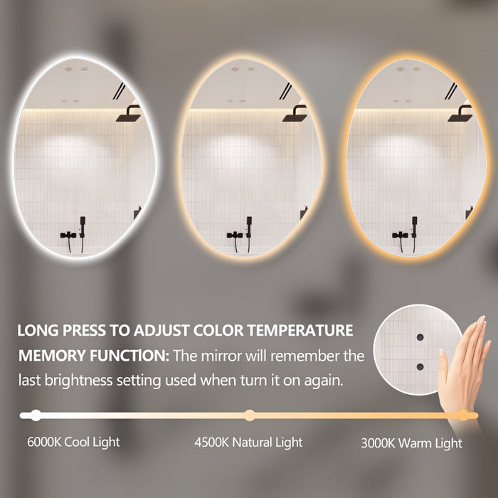 Oblonga Touchless 500 x 700 Asymmetrical LED Mirror - Three Light Temperatures - Acqua Bathrooms