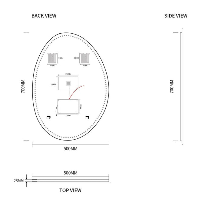 Indulge | Oblonga Touchless 500 x 700 Asymmetrical LED Mirror - Three Light Temperatures - Acqua Bathrooms