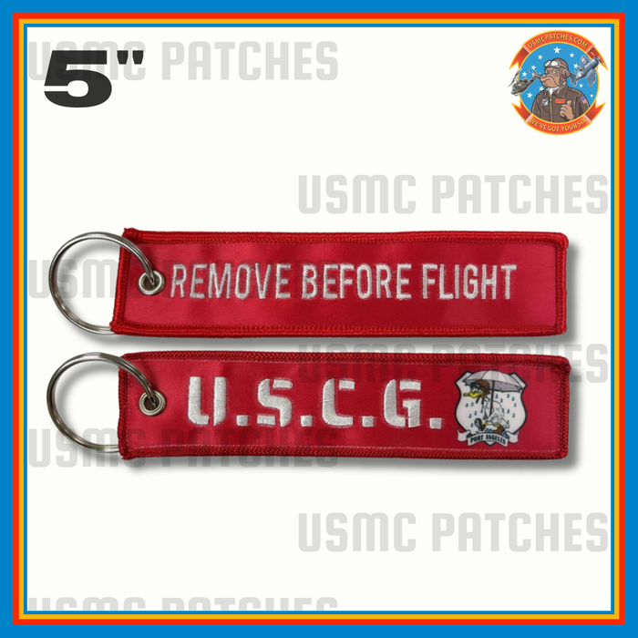 Official U.S.C.G. Port Angeles REMOVE BEFORE FLIGHT Key Rings