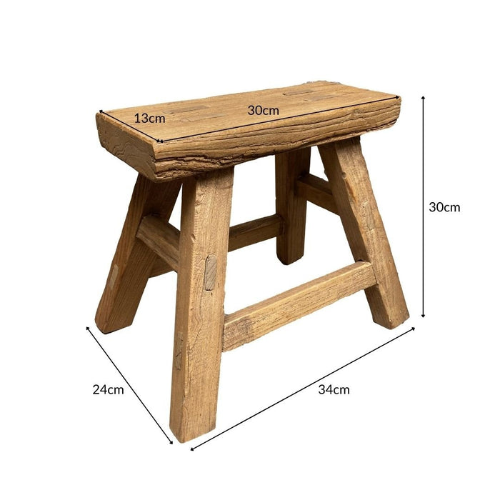 Old Barn Rustic Elm Step Up Stool - 30cm -