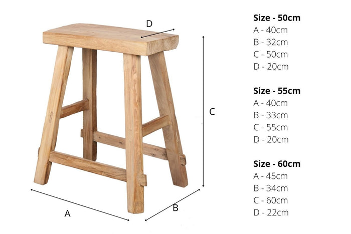 Old Barn Utility Rustic Stool - 50cm -