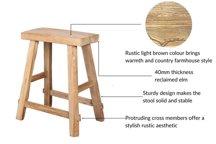 Old Barn Utility Rustic Stool - 50cm -