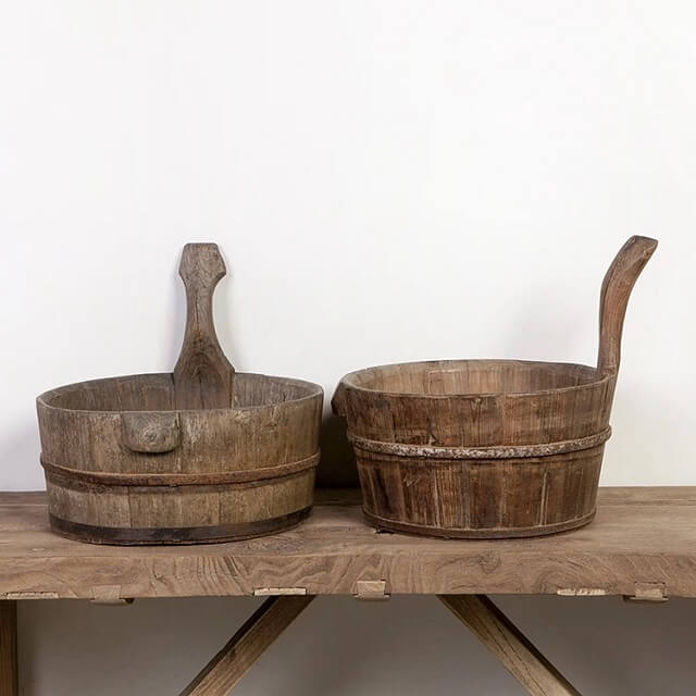 Old Rustic Wooden Basin -