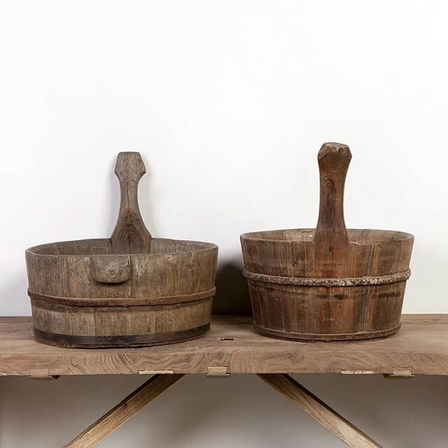 Old Rustic Wooden Basin -