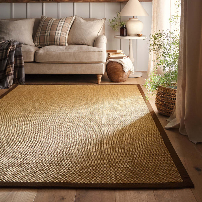 Origins Sisal Warm Natural with Dark Brown Border