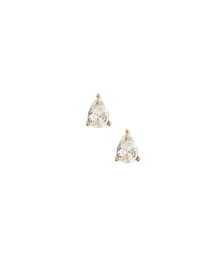 Paige Gold Pear Screwback Stud Earrings - Hypoallergenic CZ