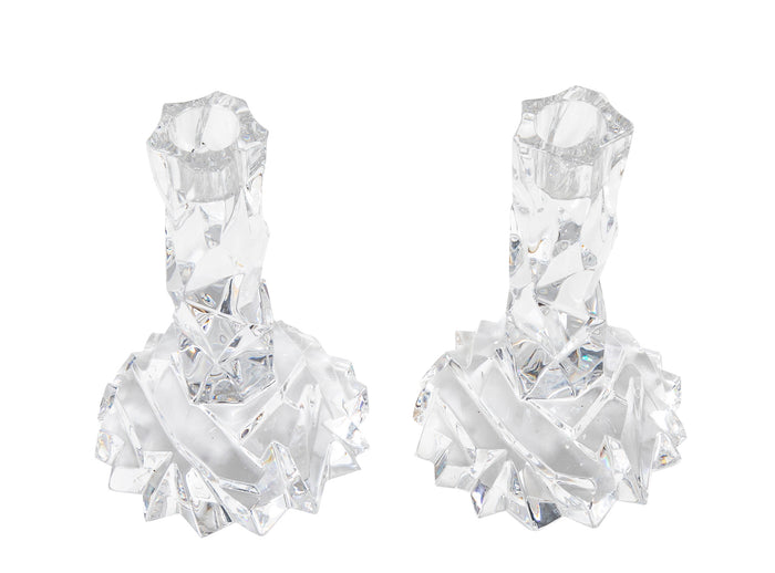 Pair of Tiffany "Rock Cut" Crystal Candlesticks