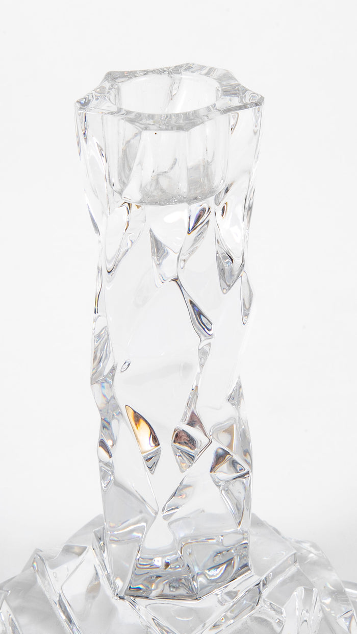 Pair of Tiffany "Rock Cut" Crystal Candlesticks