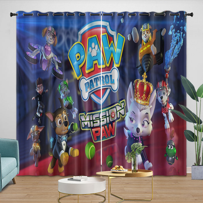 Paw Patrol Mission Paw Curtains Pattern Blackout Window Drapes Room Decoration