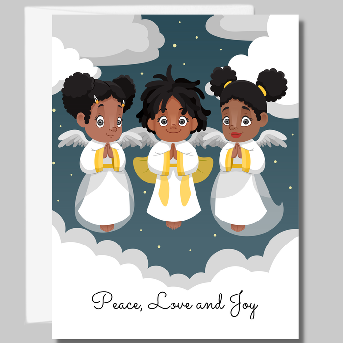 "Peace, Love and Joy" Cherubs Christmas Card