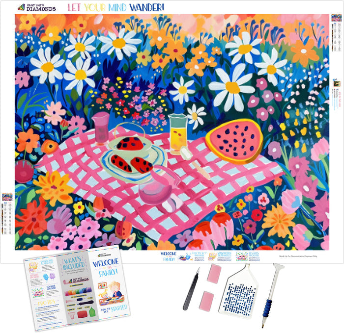 Picnic in a Field of Wildflowers