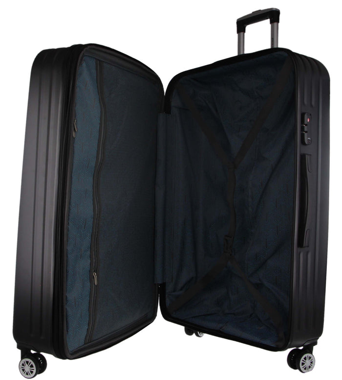 Pierre Cardin Hard Shell 4 Wheel Suitcase - Cabin - Black - With Hidden Compartment