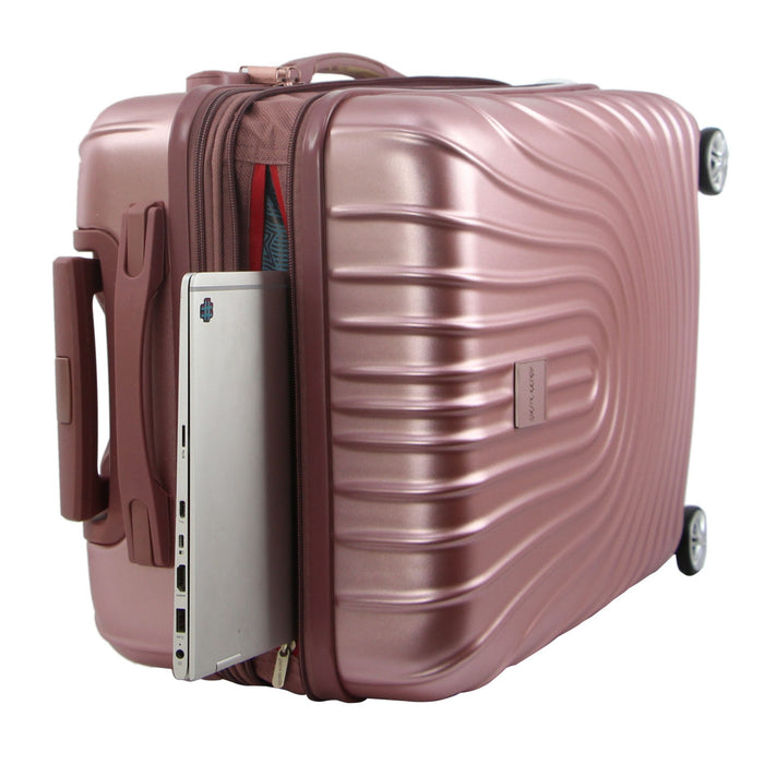 Pierre Cardin Hard Shell 4 Wheel Suitcase - Cabin - Rose - With Hidden Compartment
