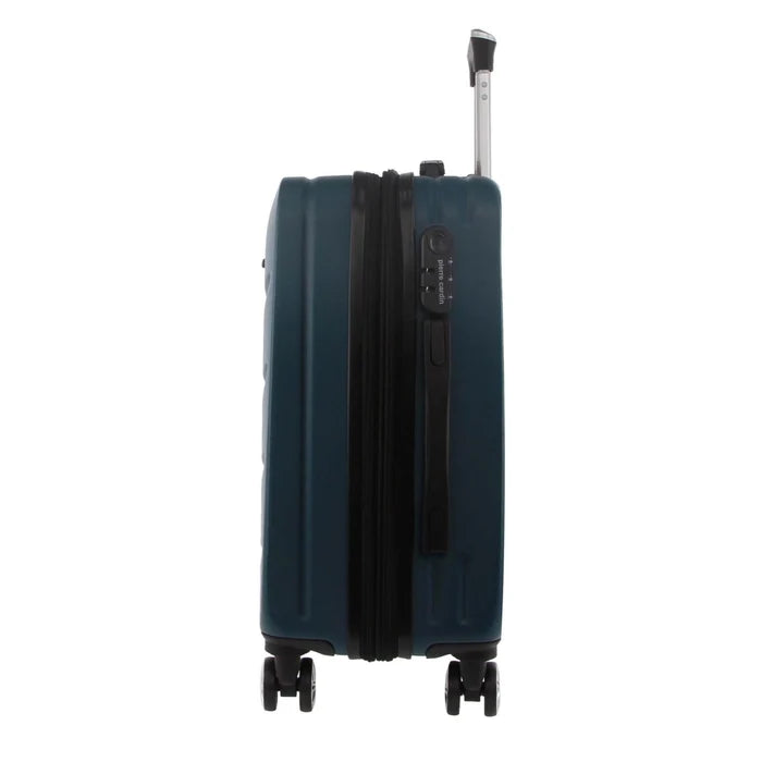 Pierre Cardin Hard Shell 4 Wheel Suitcase - Cabin - Teal - With Hidden Compartment