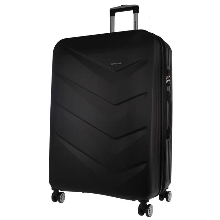 Pierre Cardin Hard Shell 4 Wheel Suitcase - Medium - Black - Expandable - Lightweight