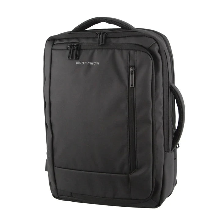 Pierre Cardin Laptop Backpack - Black - Top & Side Handle