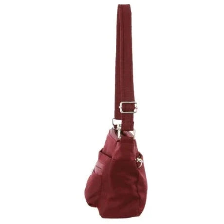 Pierre Cardin Nylon Anti - Theft Cross Body Bag Wine - 30x11x20cm