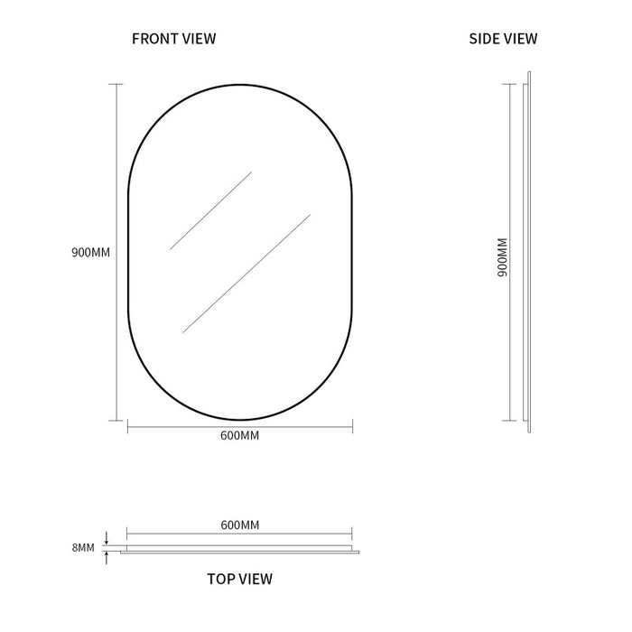 Indulge | Pill Oval 600 x 900 Polished Edge Mirror - Acqua Bathrooms