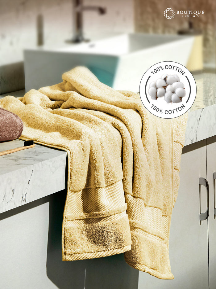 Platinum Pulse 100% Cotton 625 GSM Beige Bath Towel