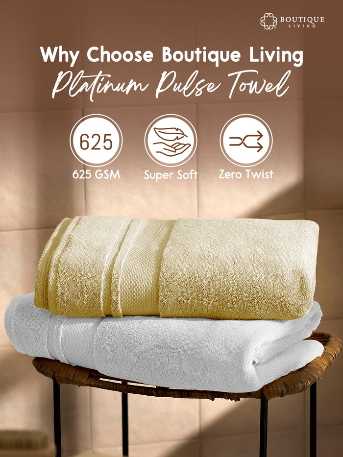 Platinum Pulse 100% Cotton 625 GSM Beige Bath Towel