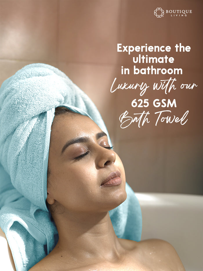 Platinum Pulse 100% Cotton 625 GSM Blue Bath Towel