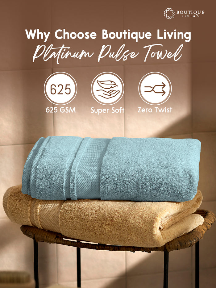 Platinum Pulse 100% Cotton 625 GSM Blue Bath Towel