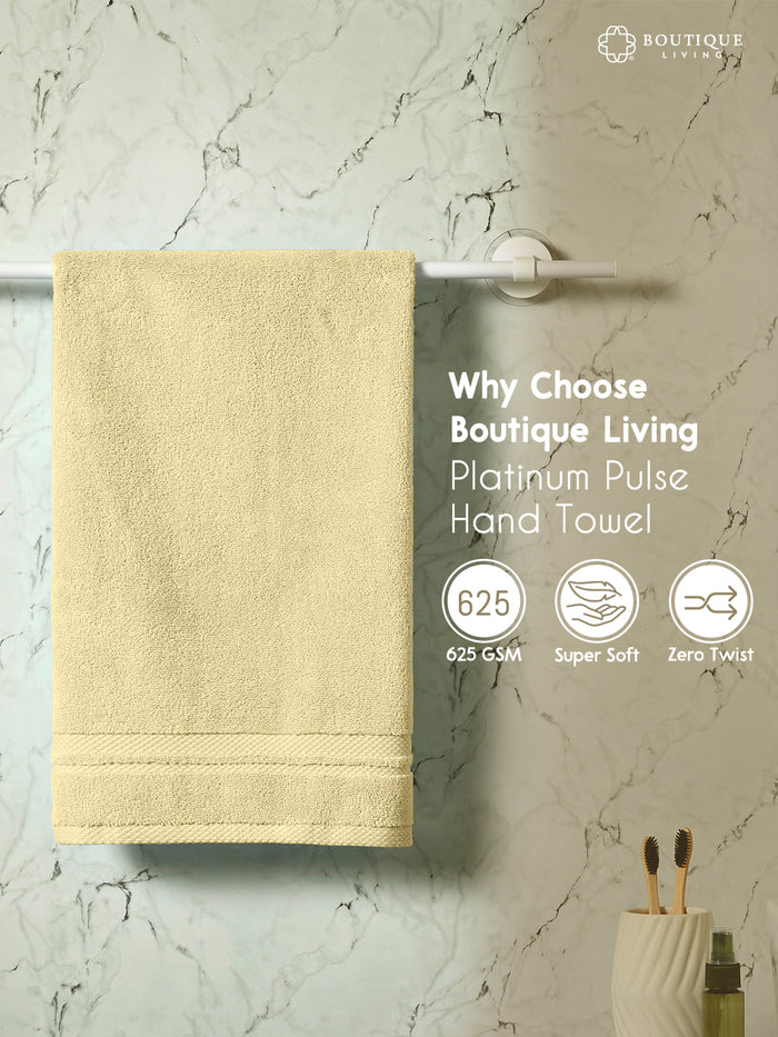 Platinum Pulse 100% Cotton 625 GSM Cream Hand Towels (Pack of 2)