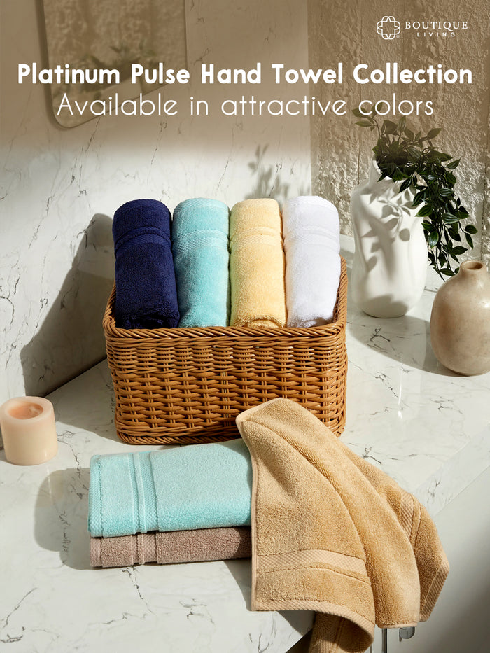 Platinum Pulse 100% Cotton 625 GSM Cream Hand Towels (Pack of 2)