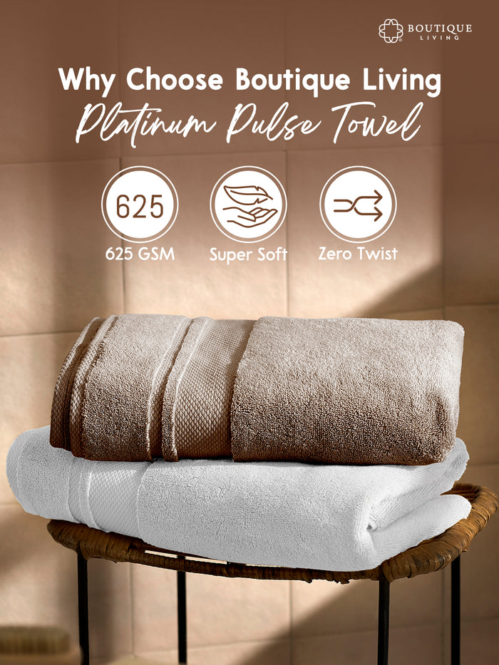 Platinum Pulse 100% Cotton 625 GSM Grey Bath Towel