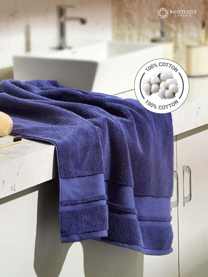 Platinum Pulse 100% Cotton 625 GSM Navy Blue Bath Towel