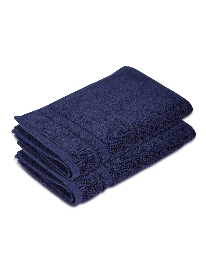 Platinum Pulse 100% Cotton 625 GSM Navy Blue Hand Towels (Pack of 2)