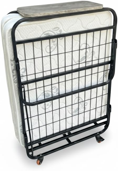 Portable Foldable Guest Bed with Metal Frame & Mattress
