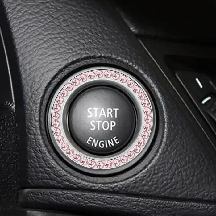 Practical Pink Circle Trim Decorative Accessories Diamond Ring Car Button  Start Switch