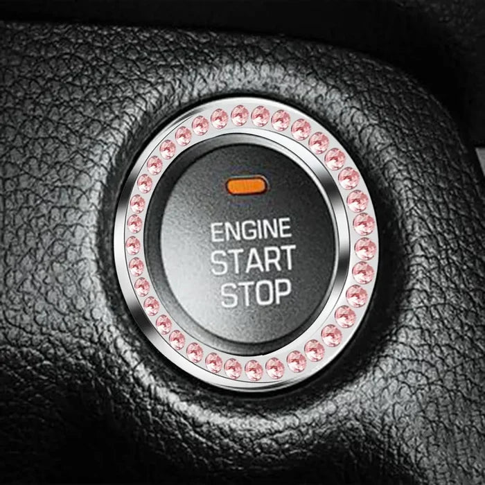 Practical Pink Circle Trim Decorative Accessories Diamond Ring Car Button  Start Switch