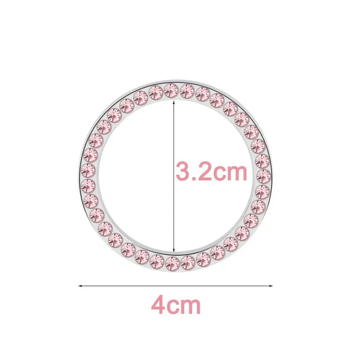 Practical Pink Circle Trim Decorative Accessories Diamond Ring Car Button  Start Switch