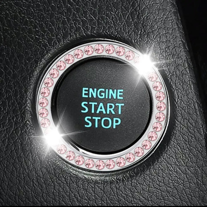 Practical Pink Circle Trim Decorative Accessories Diamond Ring Car Button  Start Switch