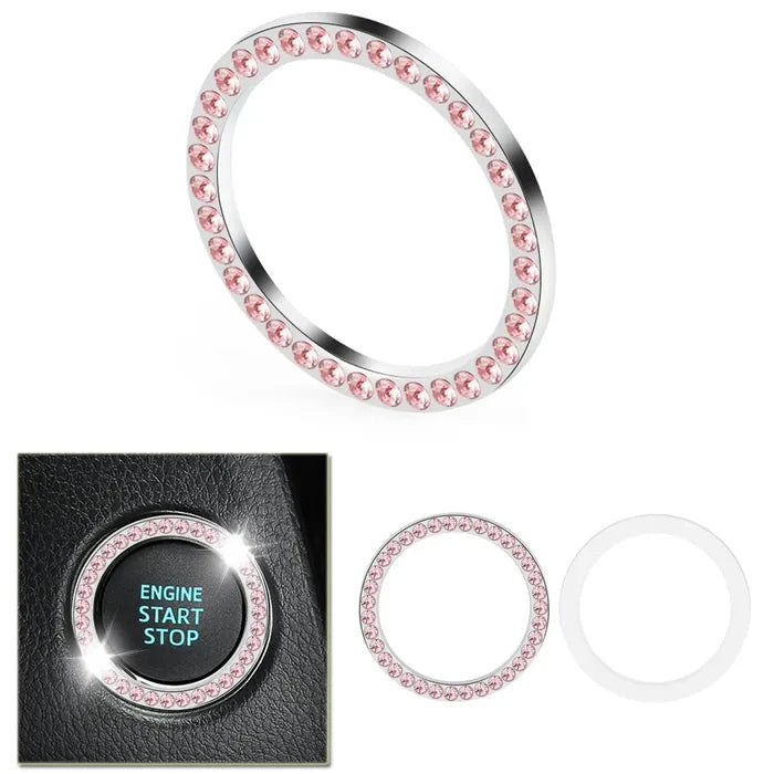 Practical Pink Circle Trim Decorative Accessories Diamond Ring Car Button  Start Switch