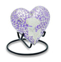 Purple Rose 3 Cubic Inches Brass Heart with Stand Keepsake Funeral Cremation Urn
