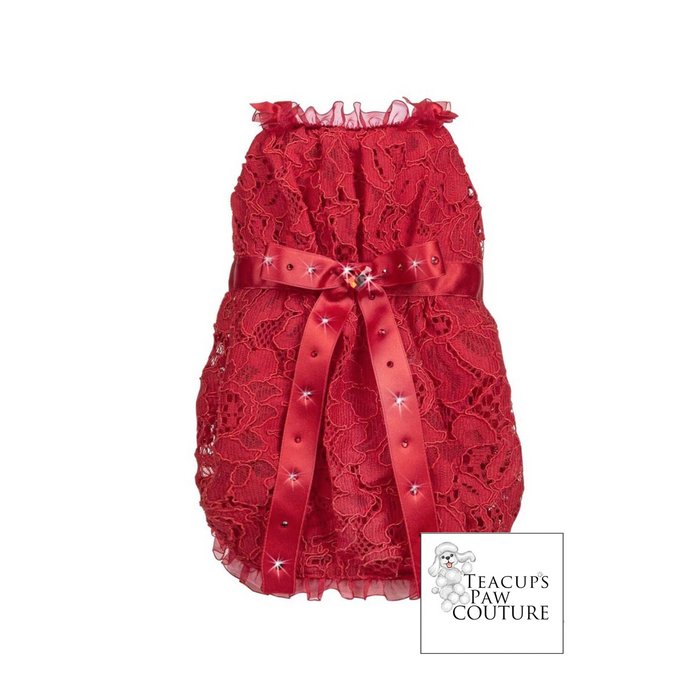Red Ruffles and Ribbons Couture Dress