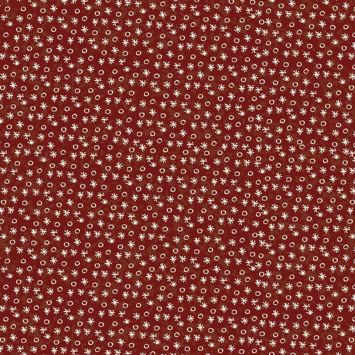 Red Velvet 81700-11 - red cotton with randomly scattered white asterisks and circles