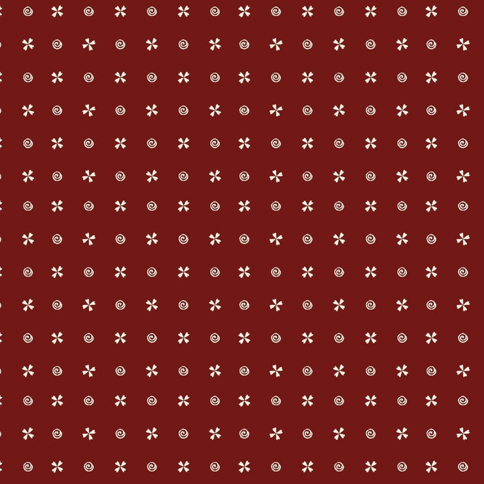 Red Velvet 81700-6 - red cotton with grid to alternating tiny flower and swirl