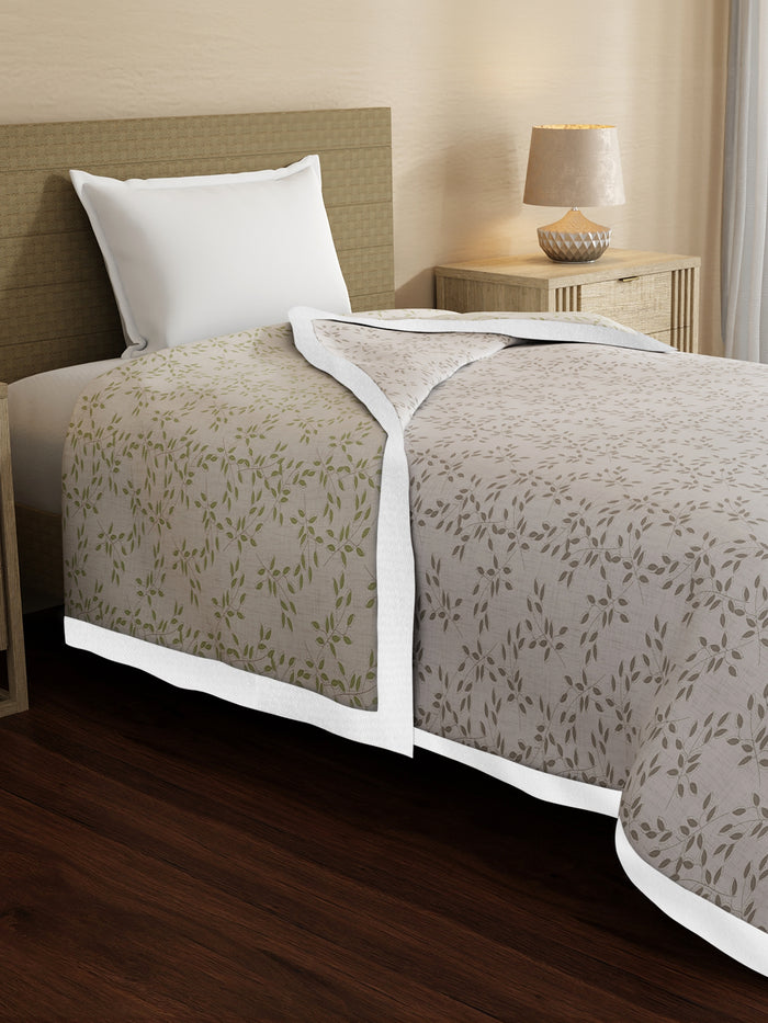 Reversible Single Size Dohar, TENCEL™ 250 TC, Grey Floral (90 L x 60 W inches), Zen Living